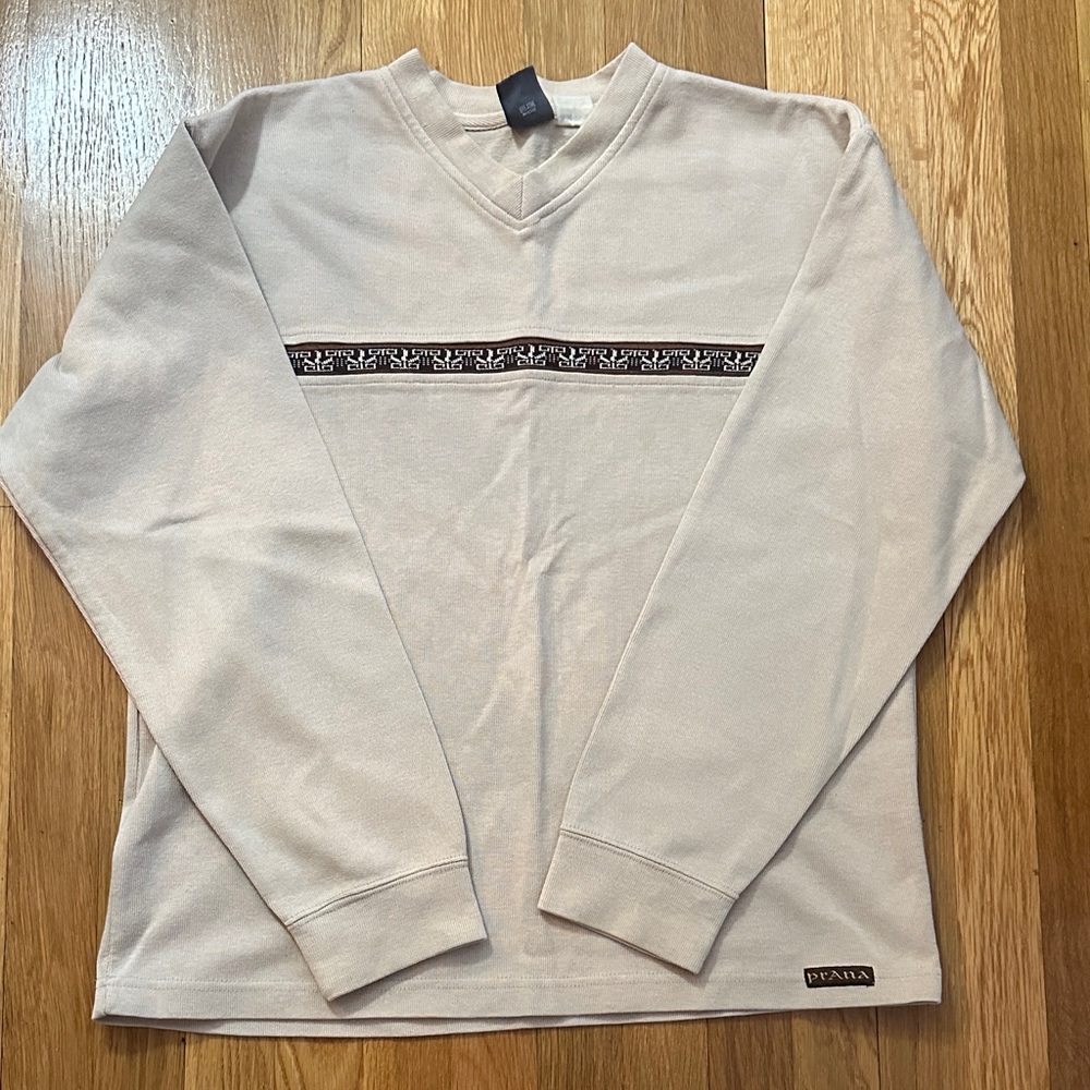 Vintage Prana Cream V-Neck Men's Sweater